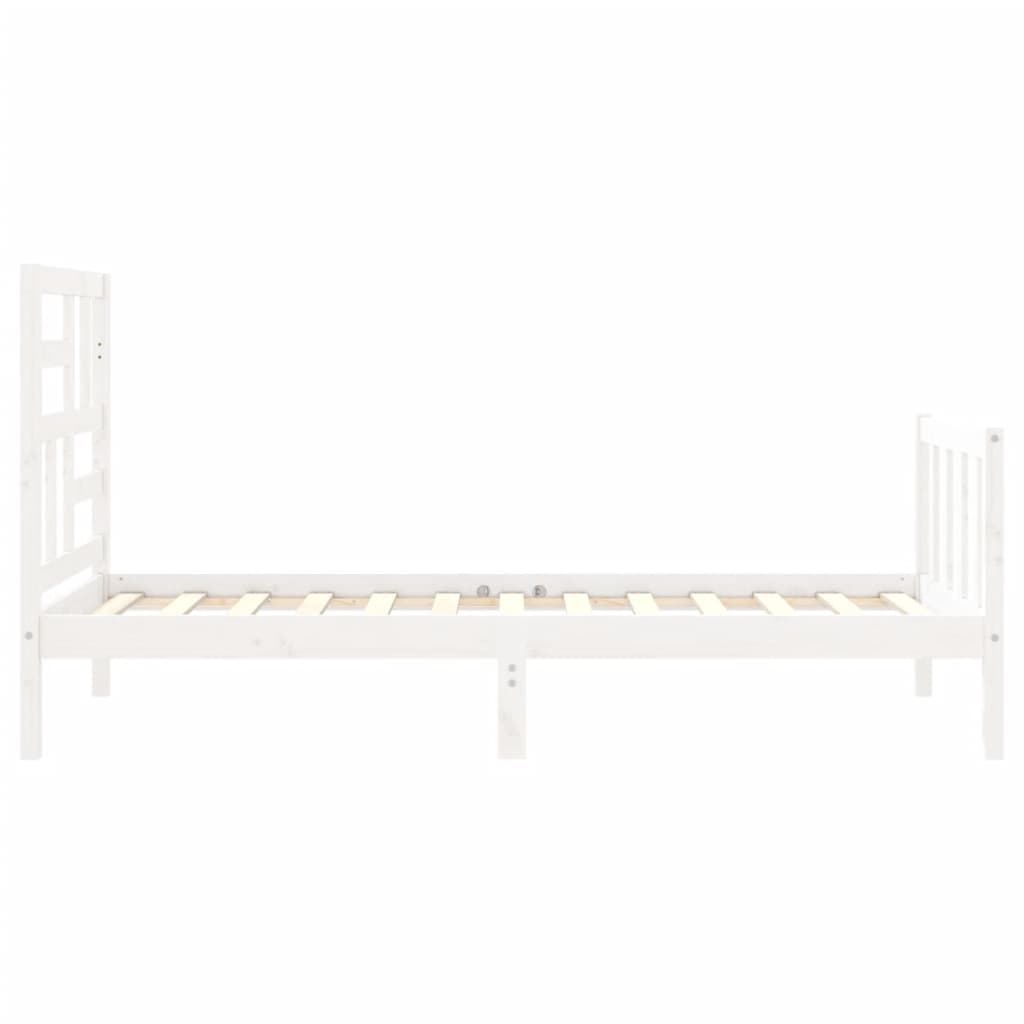 Bedframe met hoofdbord massief hout wit