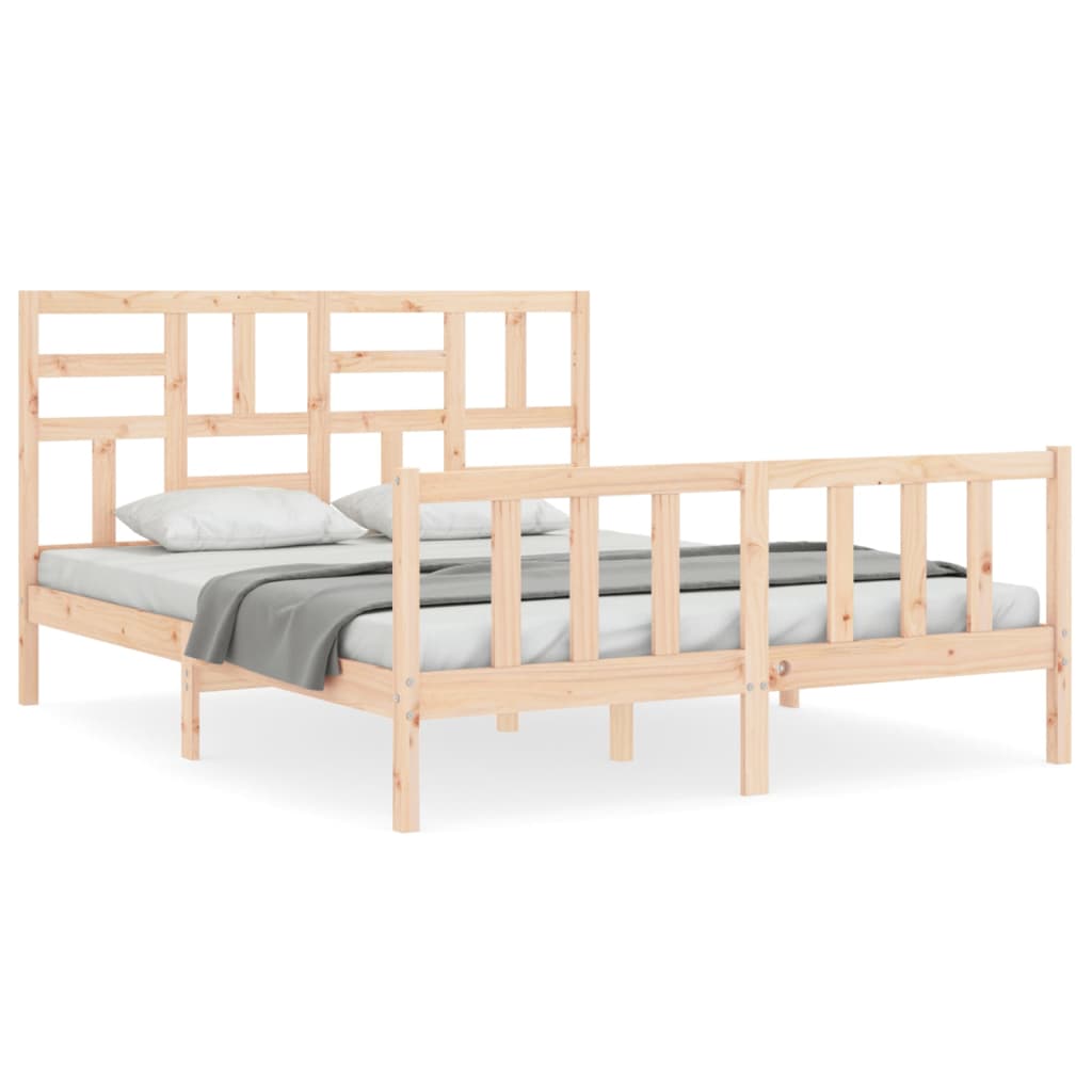 Bedframe met hoofdbord massief hout 160x200 cm Bedden & bedframes | Creëer jouw Trendy Thuis | Gratis bezorgd & Retour | Trendy.nl