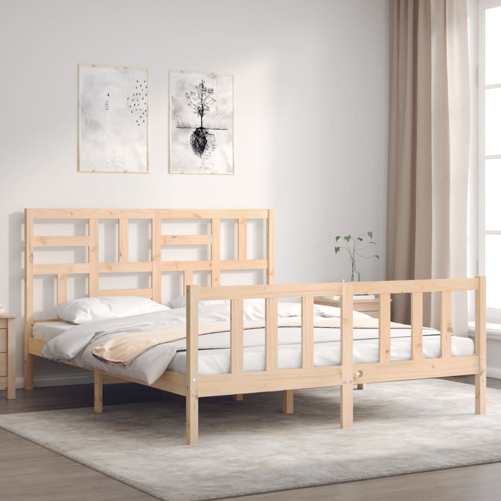 Bedframe met hoofdbord massief hout 160x200 cm Bedden & bedframes | Creëer jouw Trendy Thuis | Gratis bezorgd & Retour | Trendy.nl