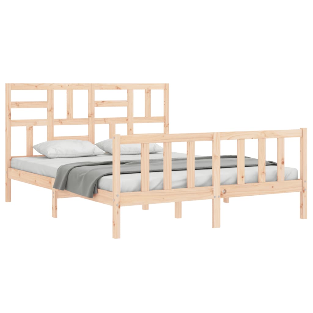 Bedframe met hoofdbord massief hout 160x200 cm Bedden & bedframes | Creëer jouw Trendy Thuis | Gratis bezorgd & Retour | Trendy.nl