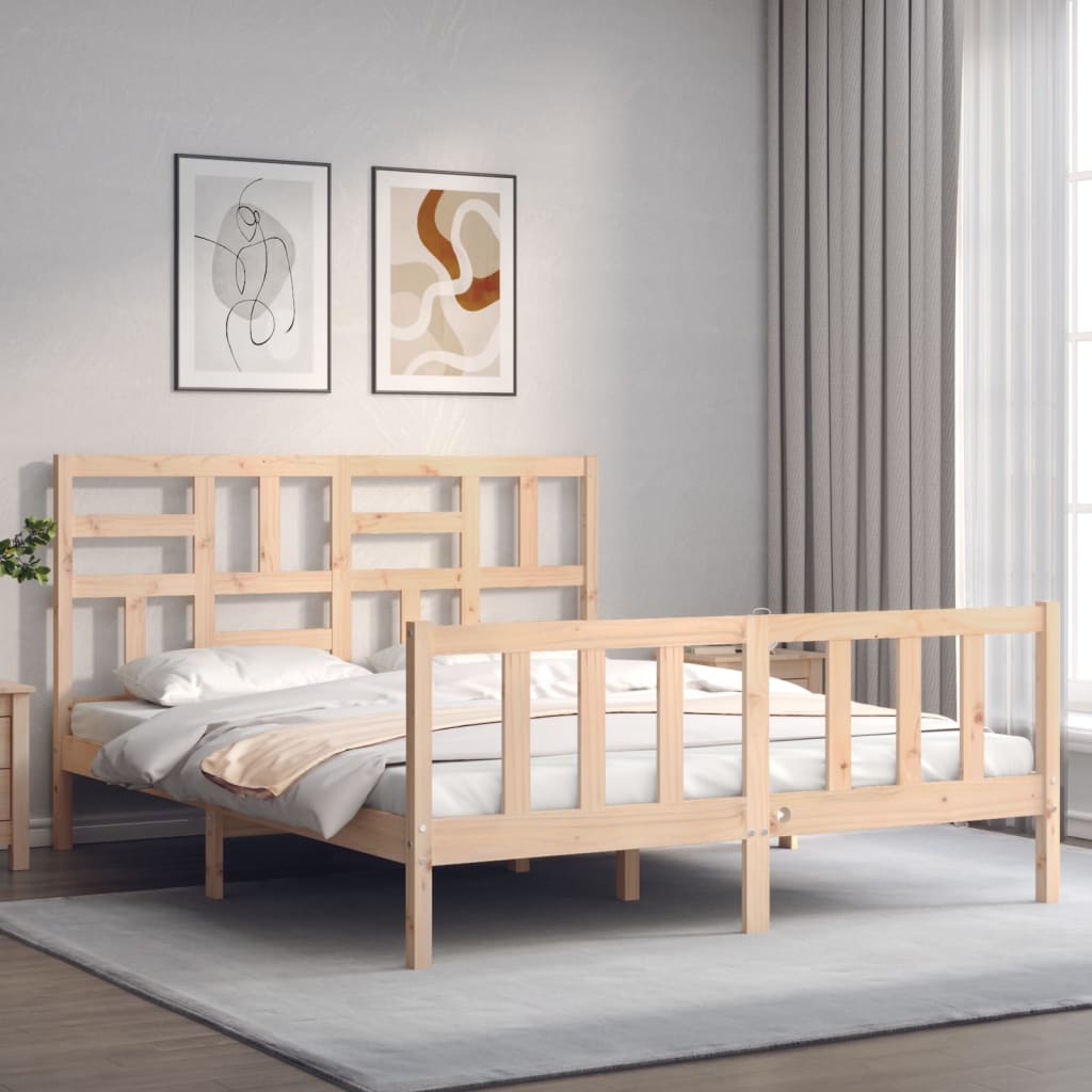 Bedframe met hoofdbord massief hout 160x200 cm Bedden & bedframes | Creëer jouw Trendy Thuis | Gratis bezorgd & Retour | Trendy.nl