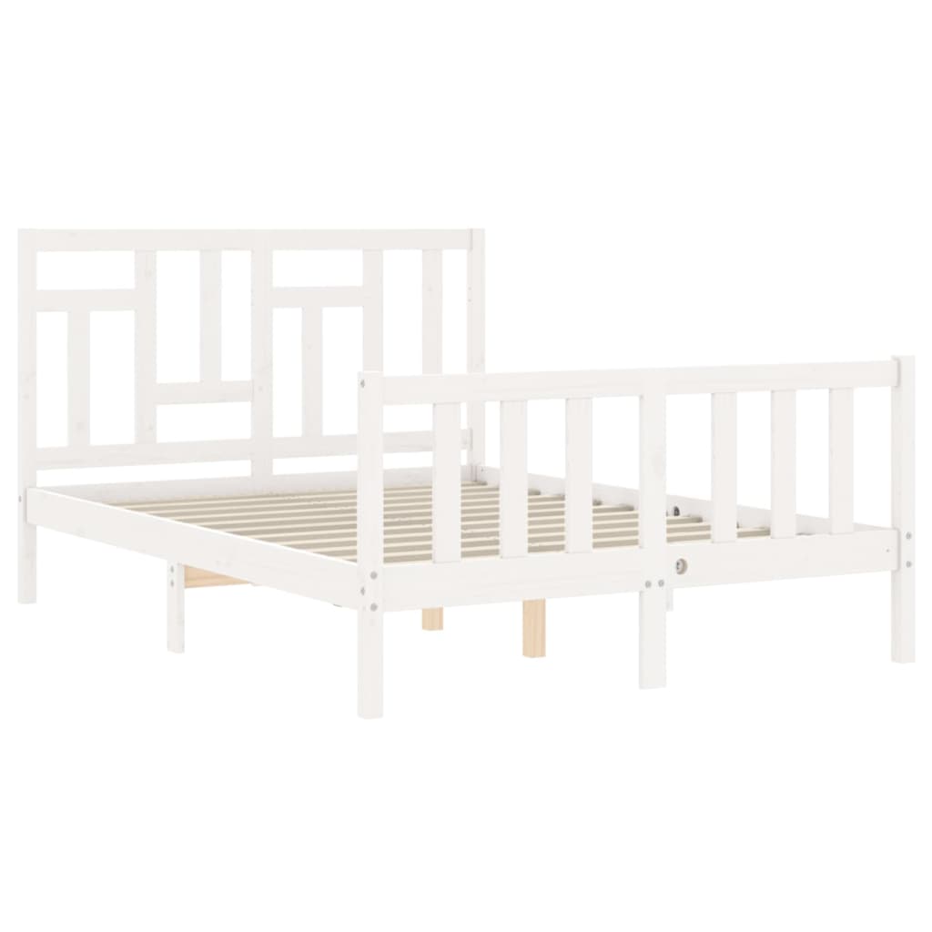 Bedframe met hoofdbord massief hout wit 140x200 cm Bedden & bedframes | Creëer jouw Trendy Thuis | Gratis bezorgd & Retour | Trendy.nl