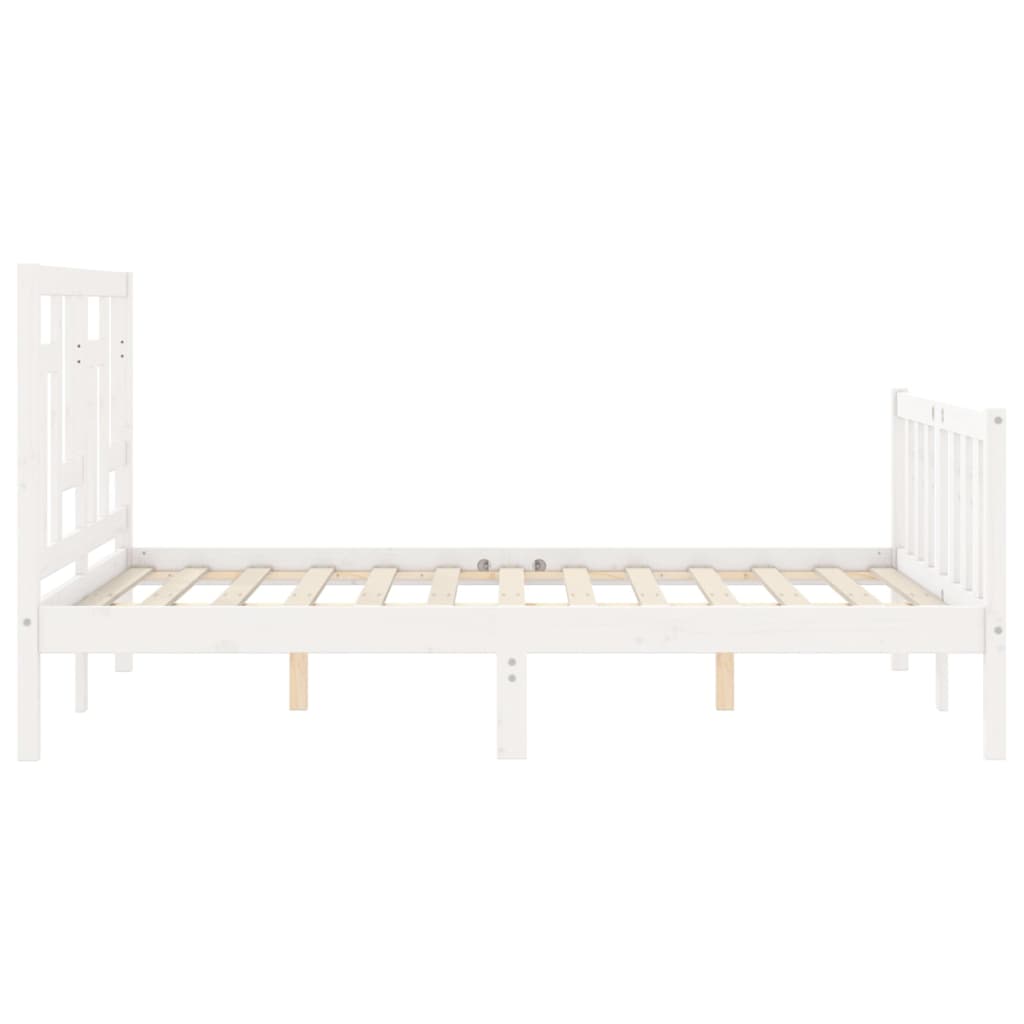 Bedframe met hoofdbord massief hout wit 140x200 cm Bedden & bedframes | Creëer jouw Trendy Thuis | Gratis bezorgd & Retour | Trendy.nl