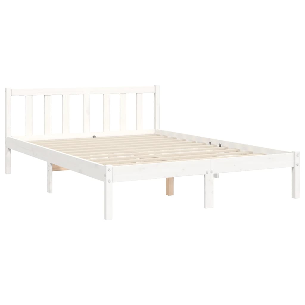 Bedframe met hoofdbord massief hout wit 140x200 cm Bedden & bedframes | Creëer jouw Trendy Thuis | Gratis bezorgd & Retour | Trendy.nl