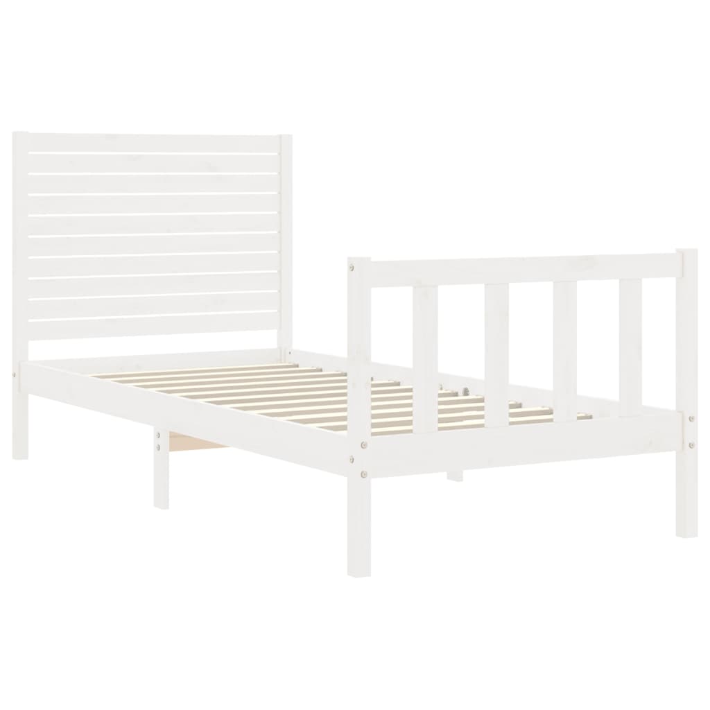 Bedframe met hoofdbord massief hout wit