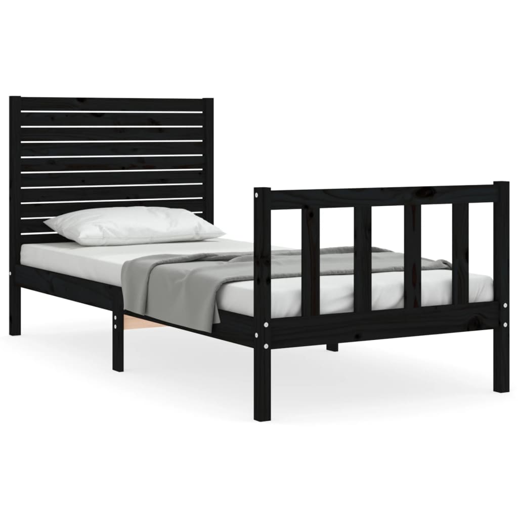 Bedframe met hoofdbord massief hout zwart Bedden & bedframes | Creëer jouw Trendy Thuis | Gratis bezorgd & Retour | Trendy.nl