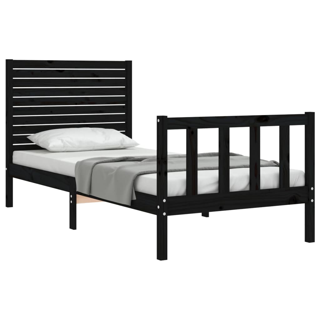 Bedframe met hoofdbord massief hout zwart Bedden & bedframes | Creëer jouw Trendy Thuis | Gratis bezorgd & Retour | Trendy.nl