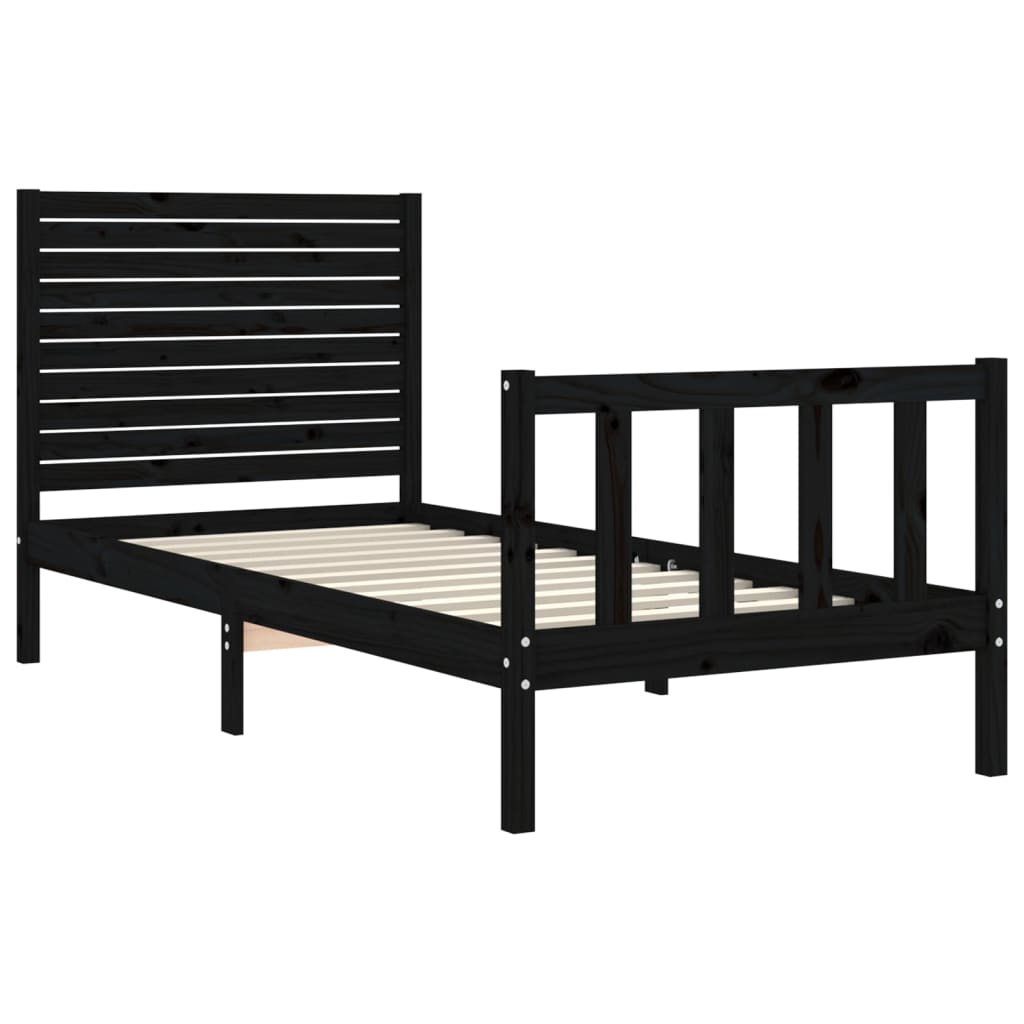 Bedframe met hoofdbord massief hout zwart Bedden & bedframes | Creëer jouw Trendy Thuis | Gratis bezorgd & Retour | Trendy.nl