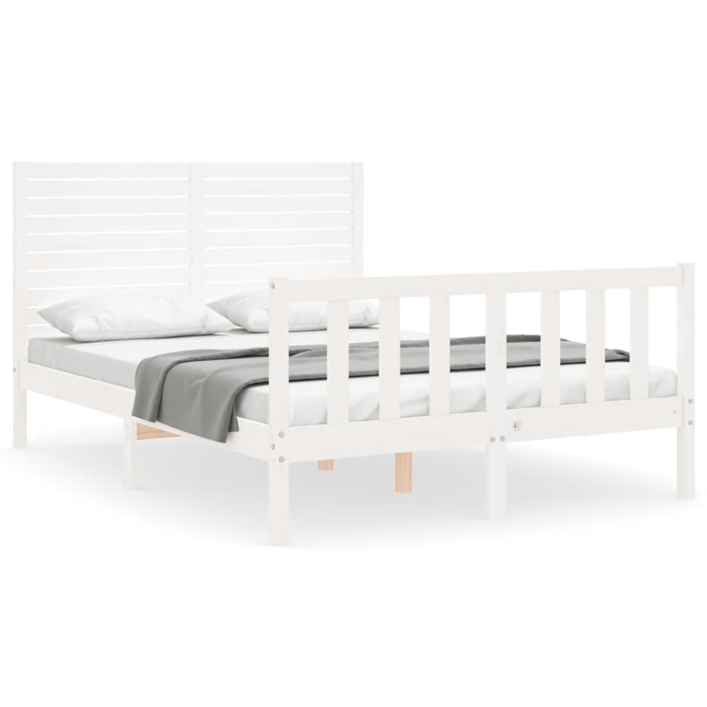 Bedframe met hoofdbord massief hout wit 120x200 cm Bedden & bedframes | Creëer jouw Trendy Thuis | Gratis bezorgd & Retour | Trendy.nl