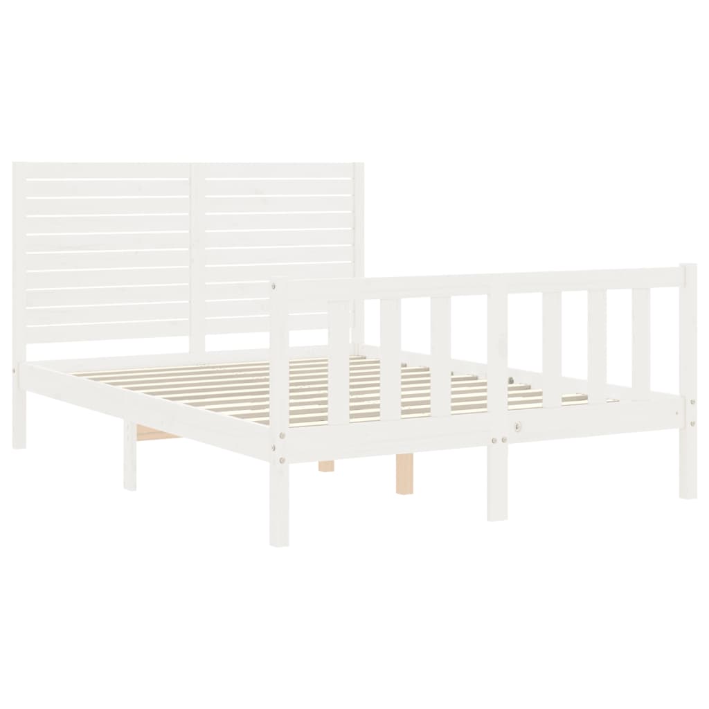 Bedframe met hoofdbord massief hout wit 120x200 cm Bedden & bedframes | Creëer jouw Trendy Thuis | Gratis bezorgd & Retour | Trendy.nl