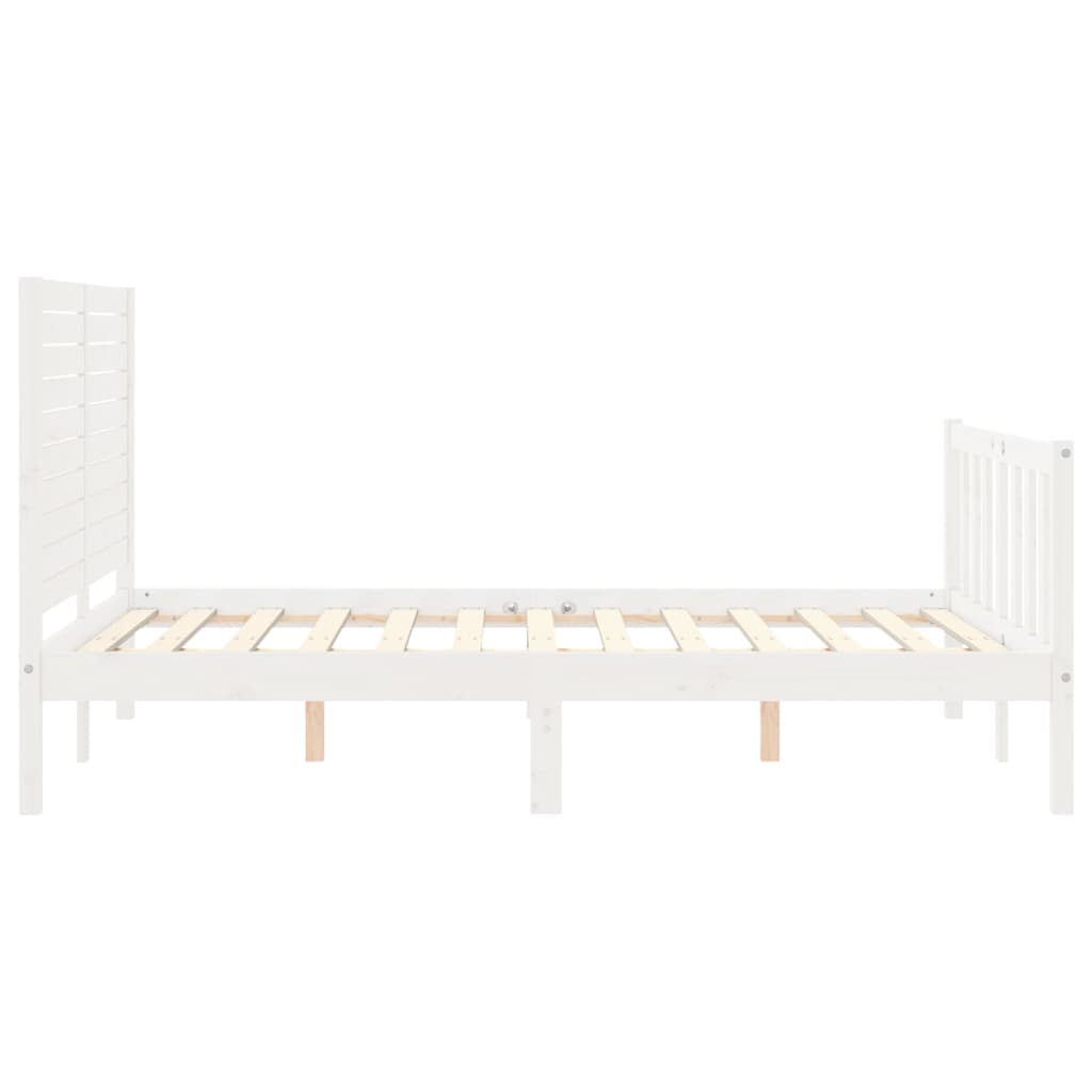 Bedframe met hoofdbord massief hout wit 120x200 cm Bedden & bedframes | Creëer jouw Trendy Thuis | Gratis bezorgd & Retour | Trendy.nl