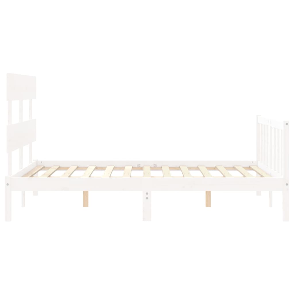 Bedframe met hoofdbord massief hout wit