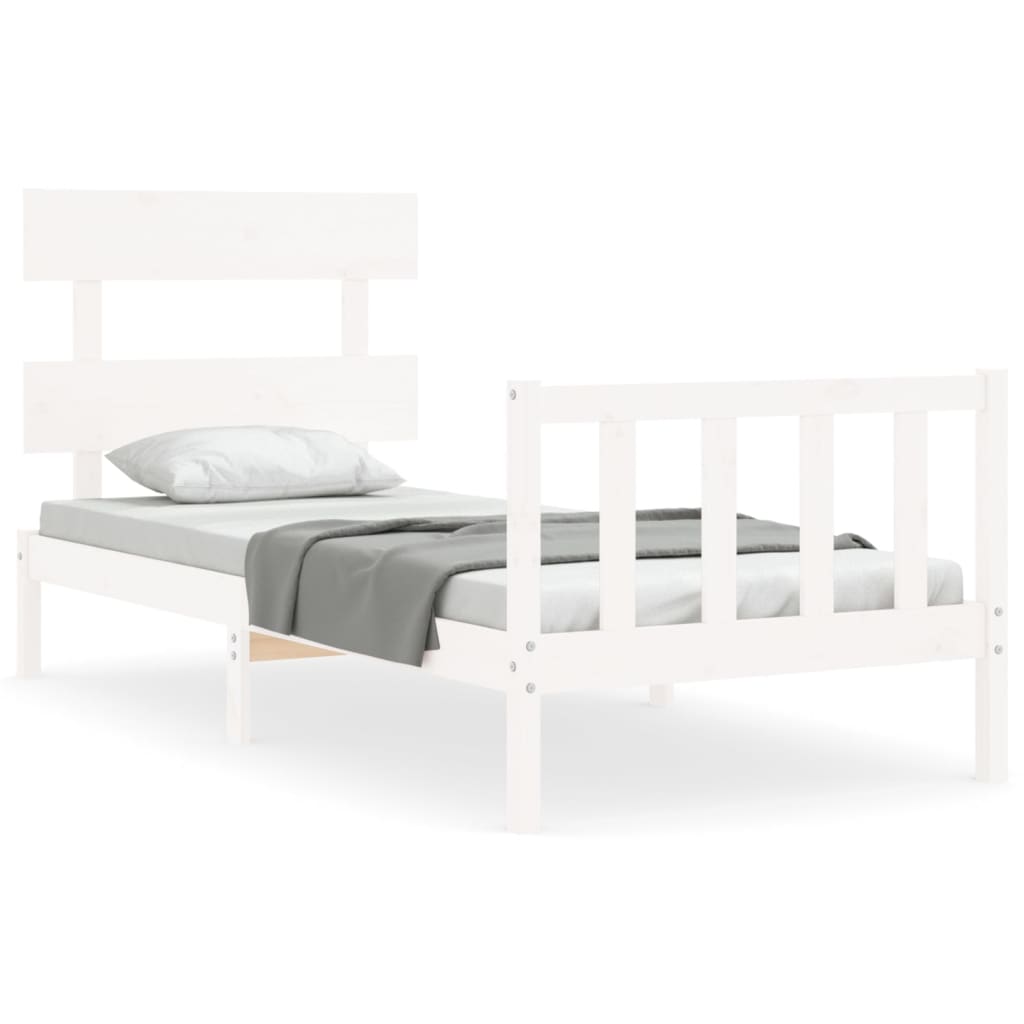 Bedframe zonder matras massief grenenhout wit 140x200 cm