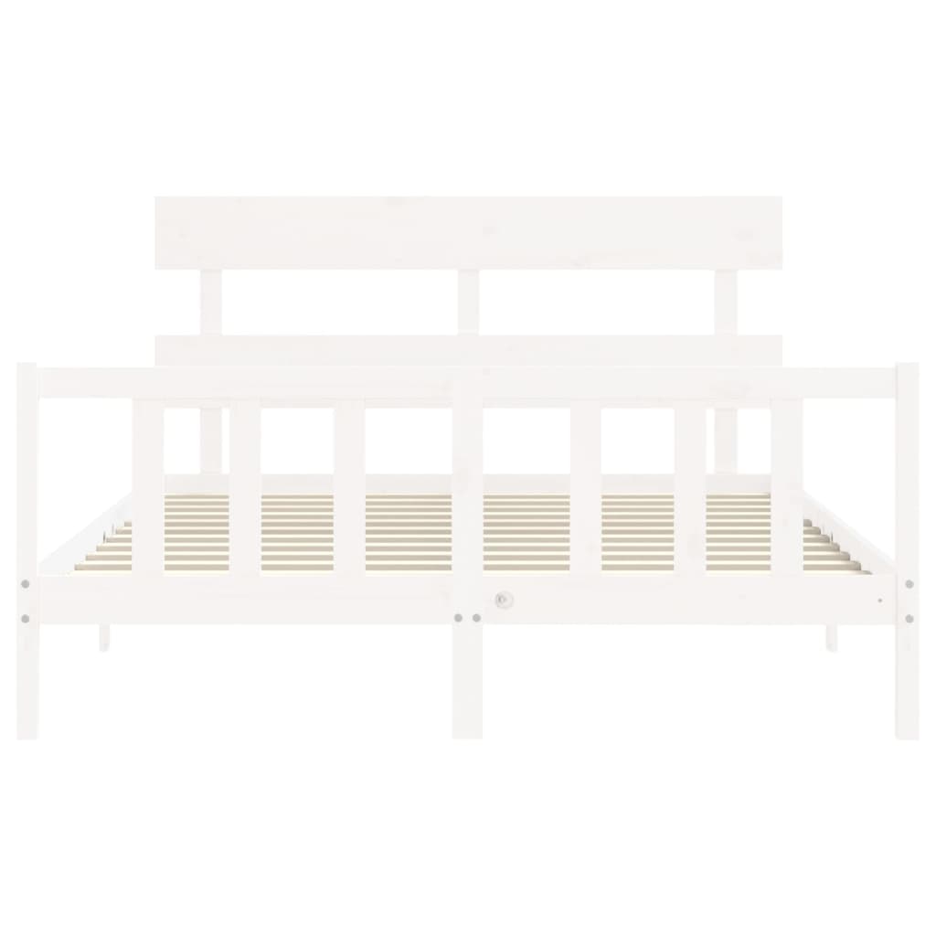 Bedframe met hoofdbord massief hout wit 160x200 cm Bedden & bedframes | Creëer jouw Trendy Thuis | Gratis bezorgd & Retour | Trendy.nl