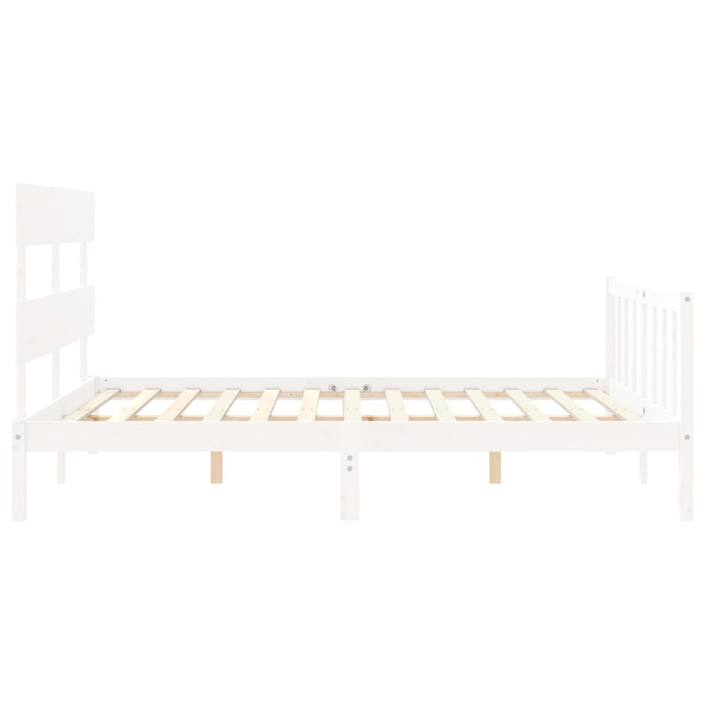 Bedframe met hoofdbord massief hout wit 160x200 cm Bedden & bedframes | Creëer jouw Trendy Thuis | Gratis bezorgd & Retour | Trendy.nl