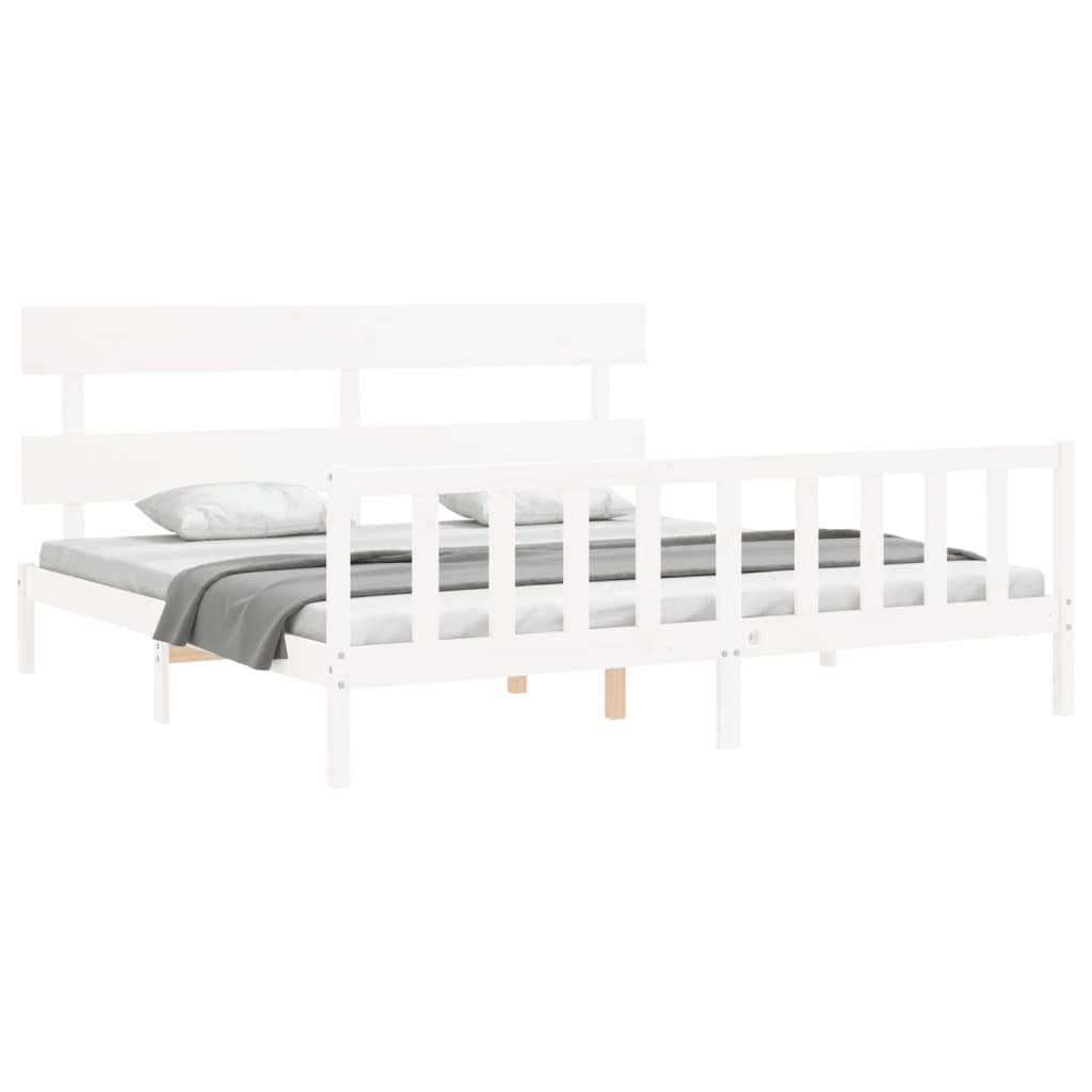 Bedframe met hoofdbord massief hout wit