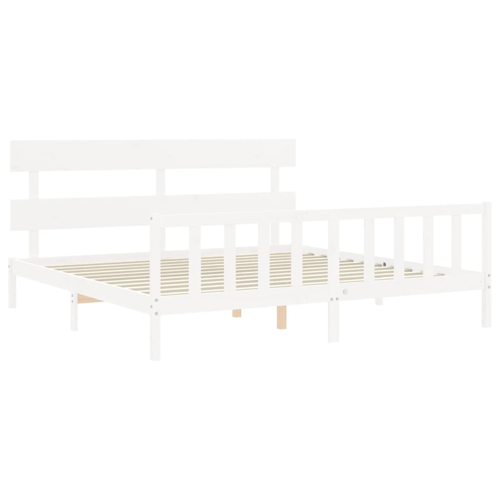 Bedframe met hoofdbord massief hout wit