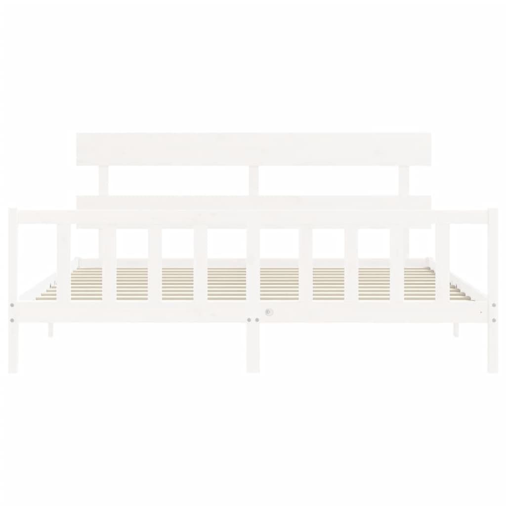 Bedframe met hoofdbord massief hout wit