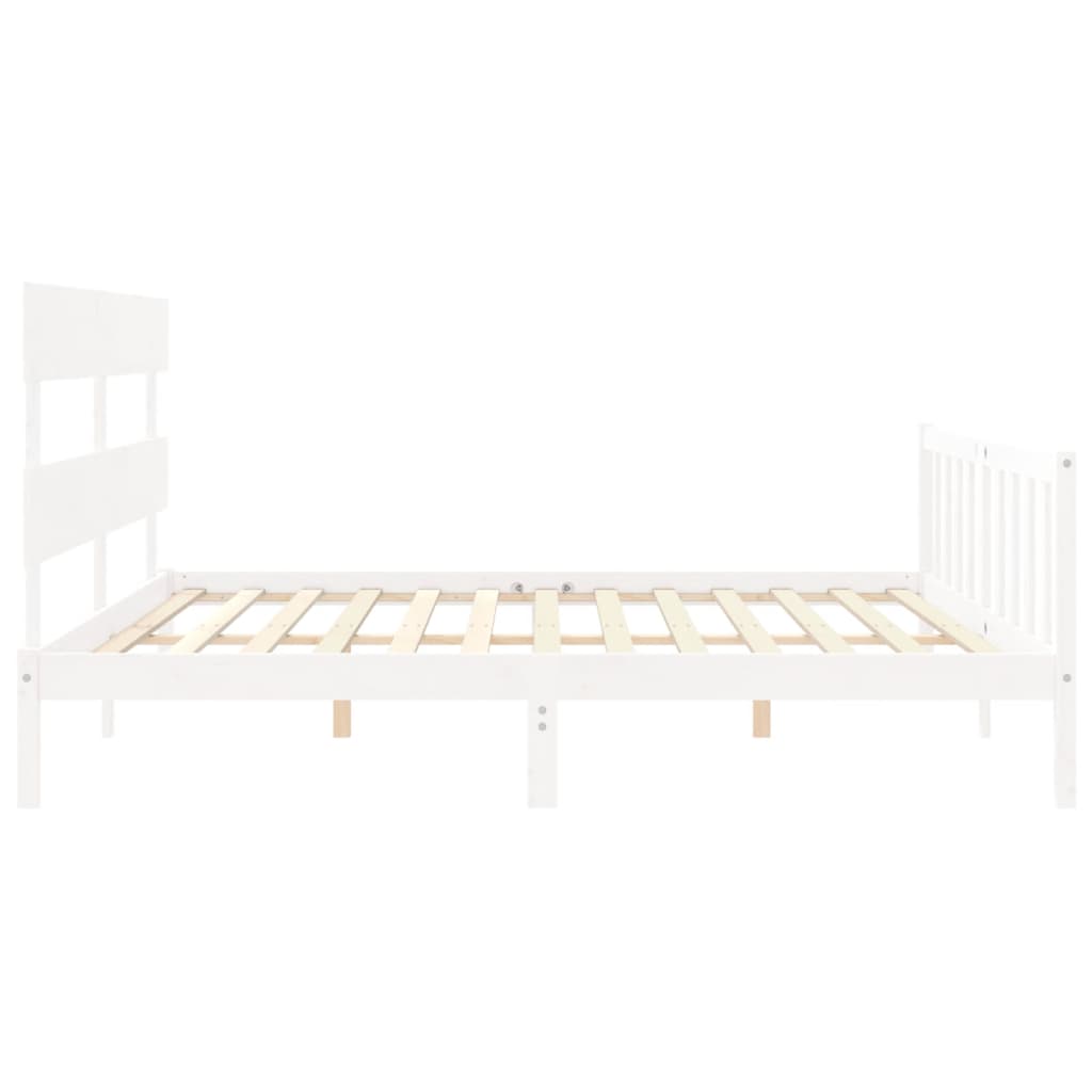 Bedframe met hoofdbord massief hout wit