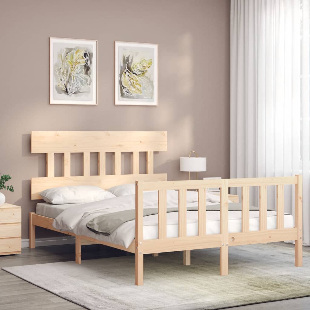 Bedframe met hoofdbord massief hout