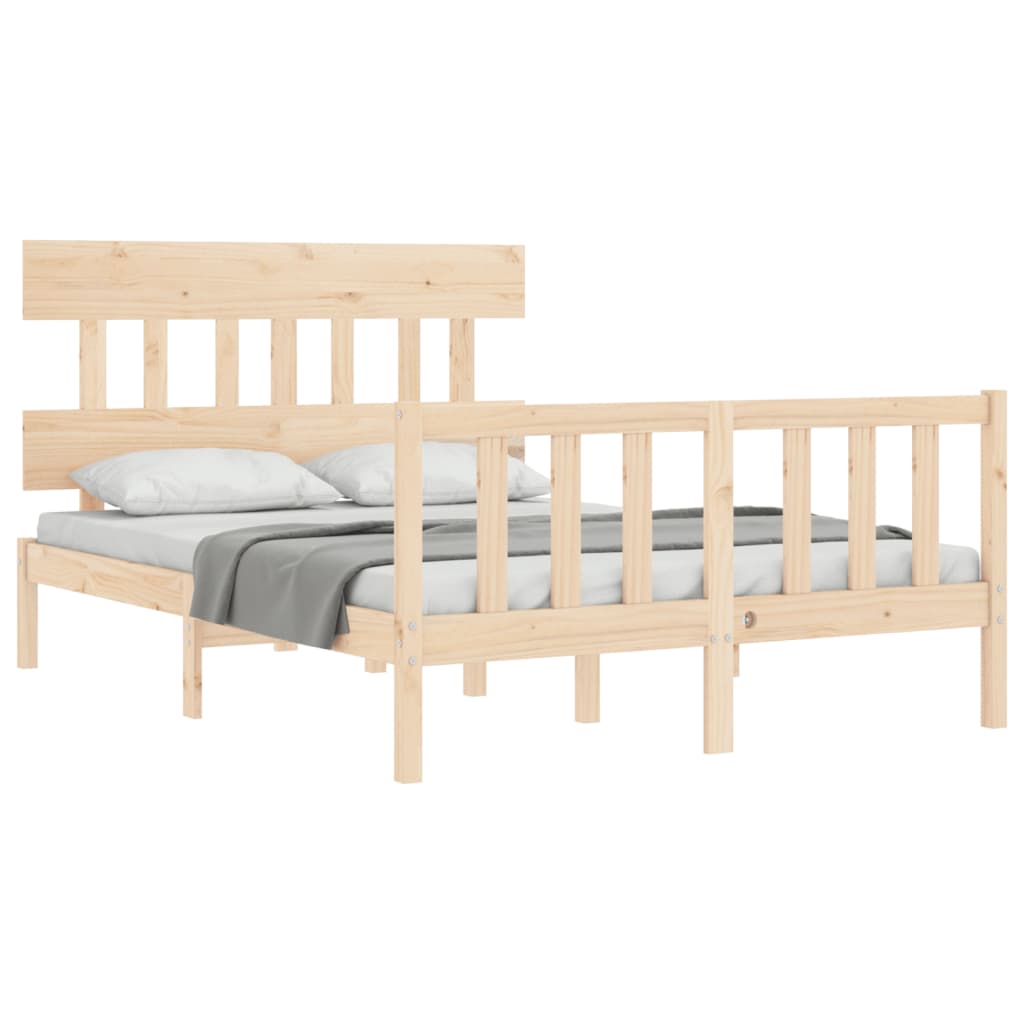 Bedframe met hoofdbord massief hout