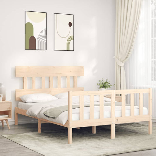 Bedframe met hoofdbord massief hout