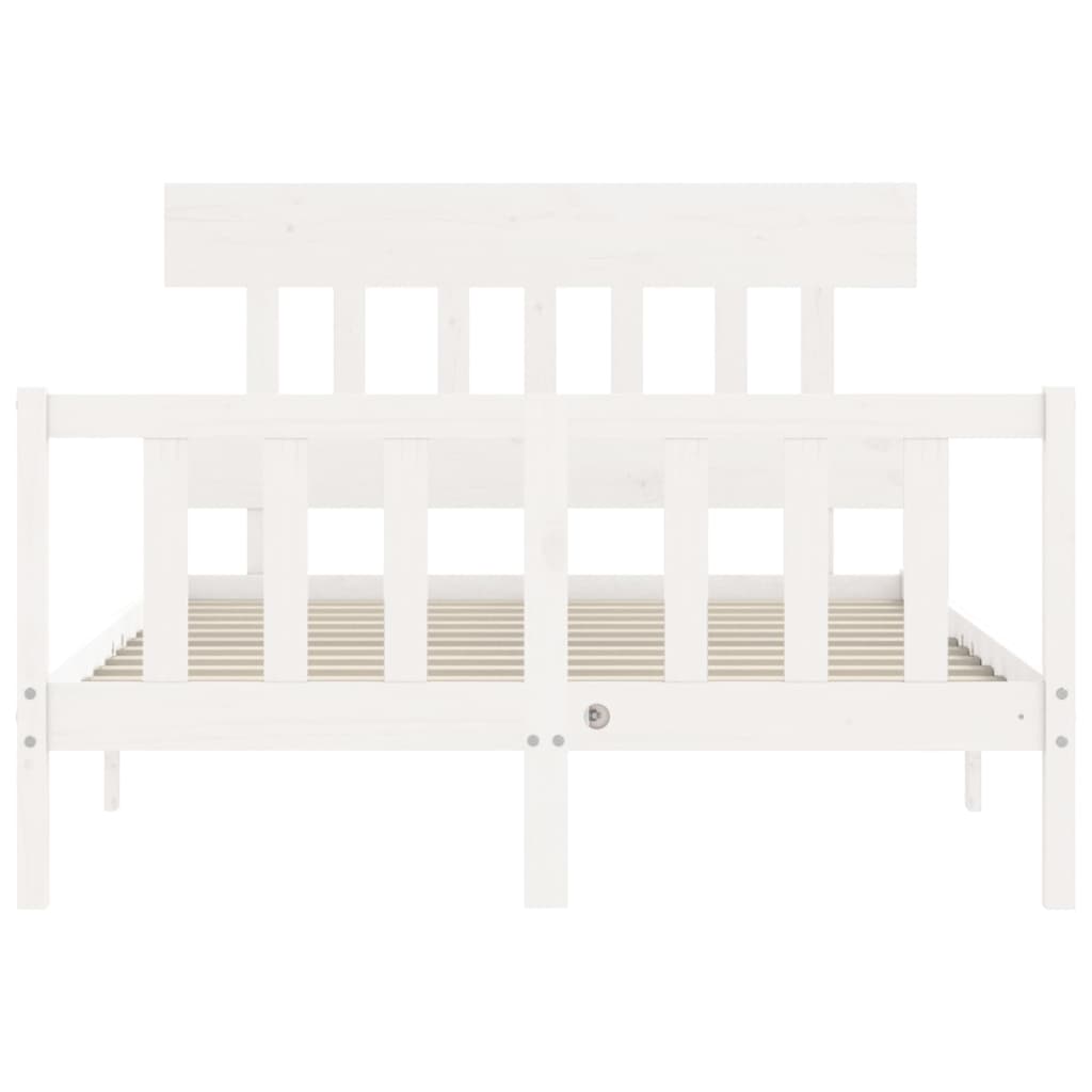 Bedframe met hoofdbord massief hout wit