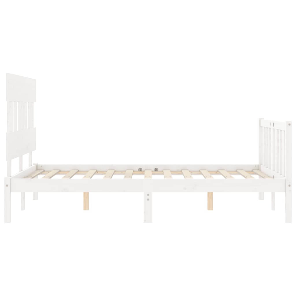 Bedframe met hoofdbord massief hout wit