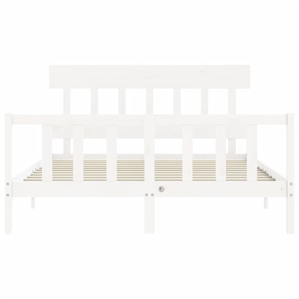 Bedframe met hoofdbord massief hout wit 160x200 cm Bedden & bedframes | Creëer jouw Trendy Thuis | Gratis bezorgd & Retour | Trendy.nl