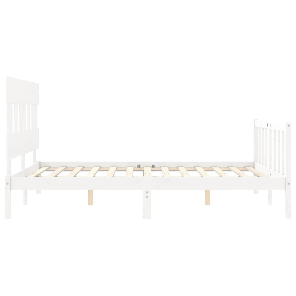 Bedframe met hoofdbord massief hout wit 160x200 cm Bedden & bedframes | Creëer jouw Trendy Thuis | Gratis bezorgd & Retour | Trendy.nl