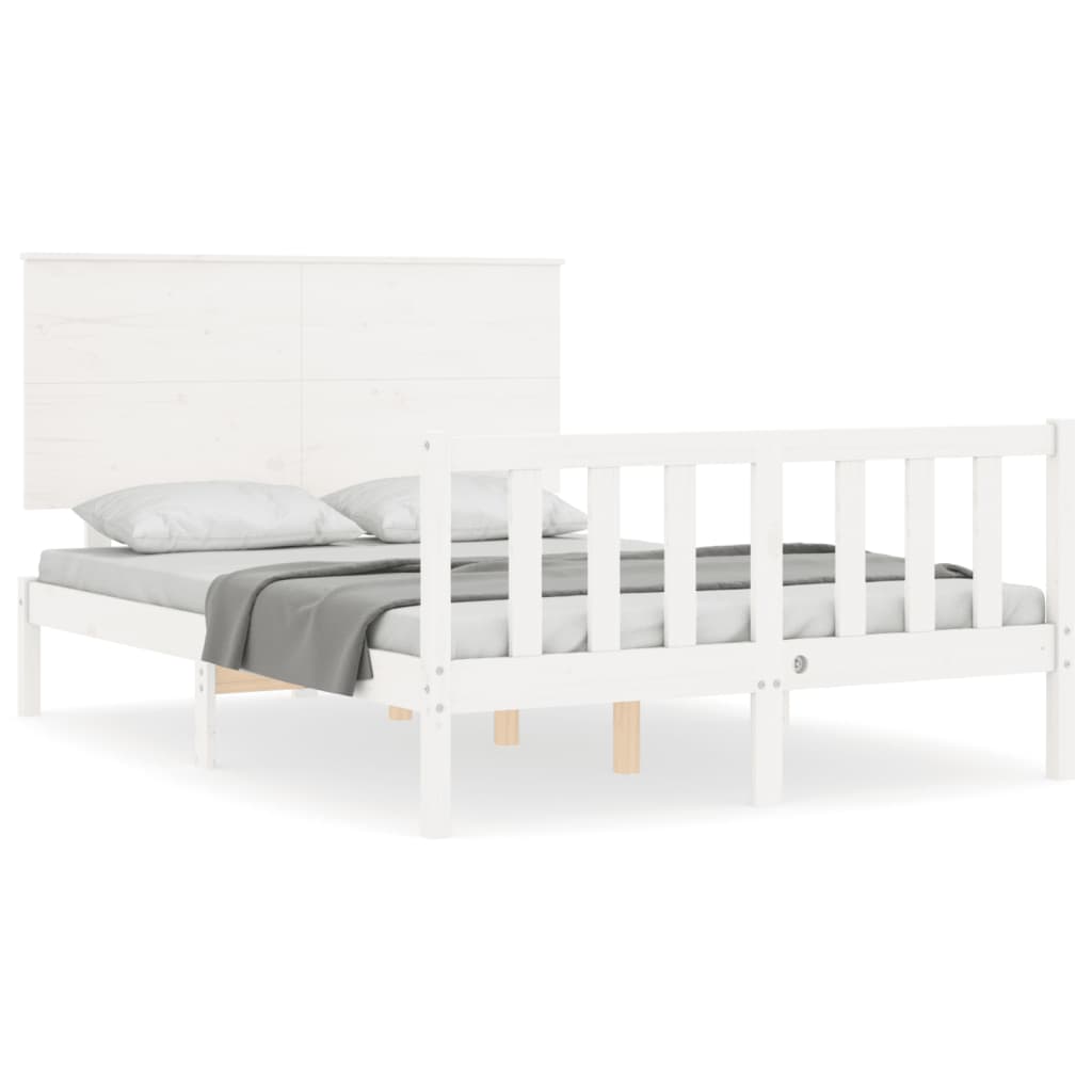 Bedframe met hoofdbord massief hout wit Bedden & bedframes | Creëer jouw Trendy Thuis | Gratis bezorgd & Retour | Trendy.nl