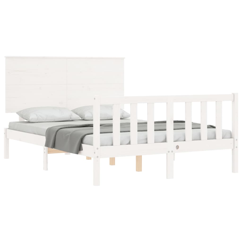 Bedframe met hoofdbord massief hout wit Bedden & bedframes | Creëer jouw Trendy Thuis | Gratis bezorgd & Retour | Trendy.nl