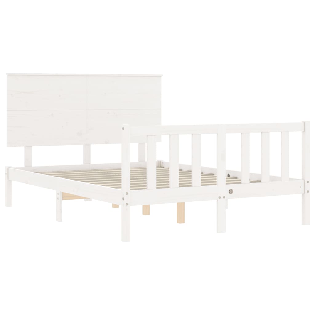 Bedframe met hoofdbord massief hout wit Bedden & bedframes | Creëer jouw Trendy Thuis | Gratis bezorgd & Retour | Trendy.nl