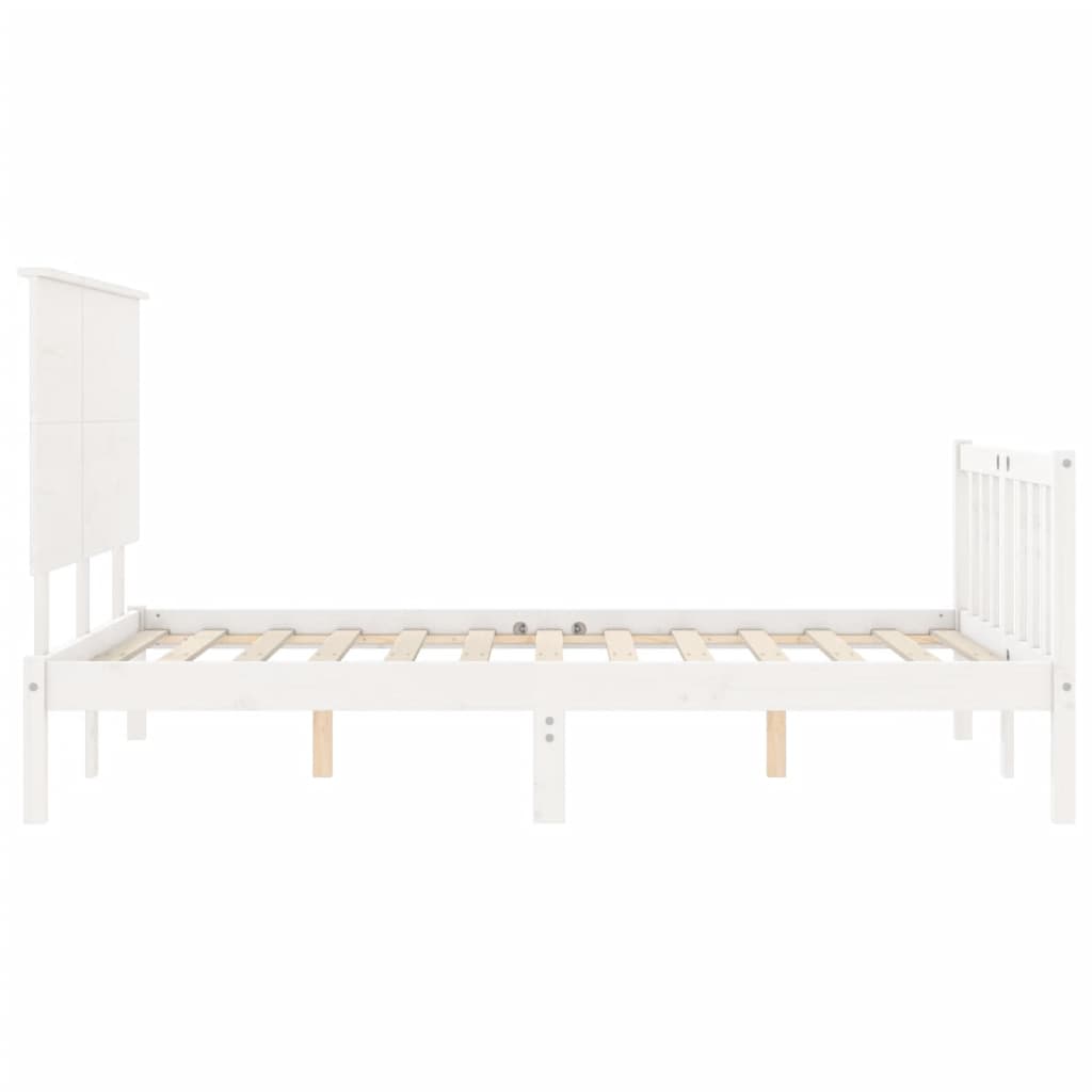 Bedframe met hoofdbord massief hout wit Bedden & bedframes | Creëer jouw Trendy Thuis | Gratis bezorgd & Retour | Trendy.nl