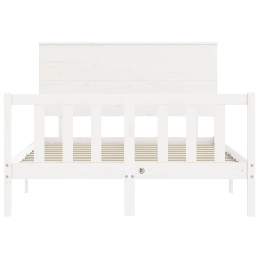 Bedframe met hoofdbord massief hout wit