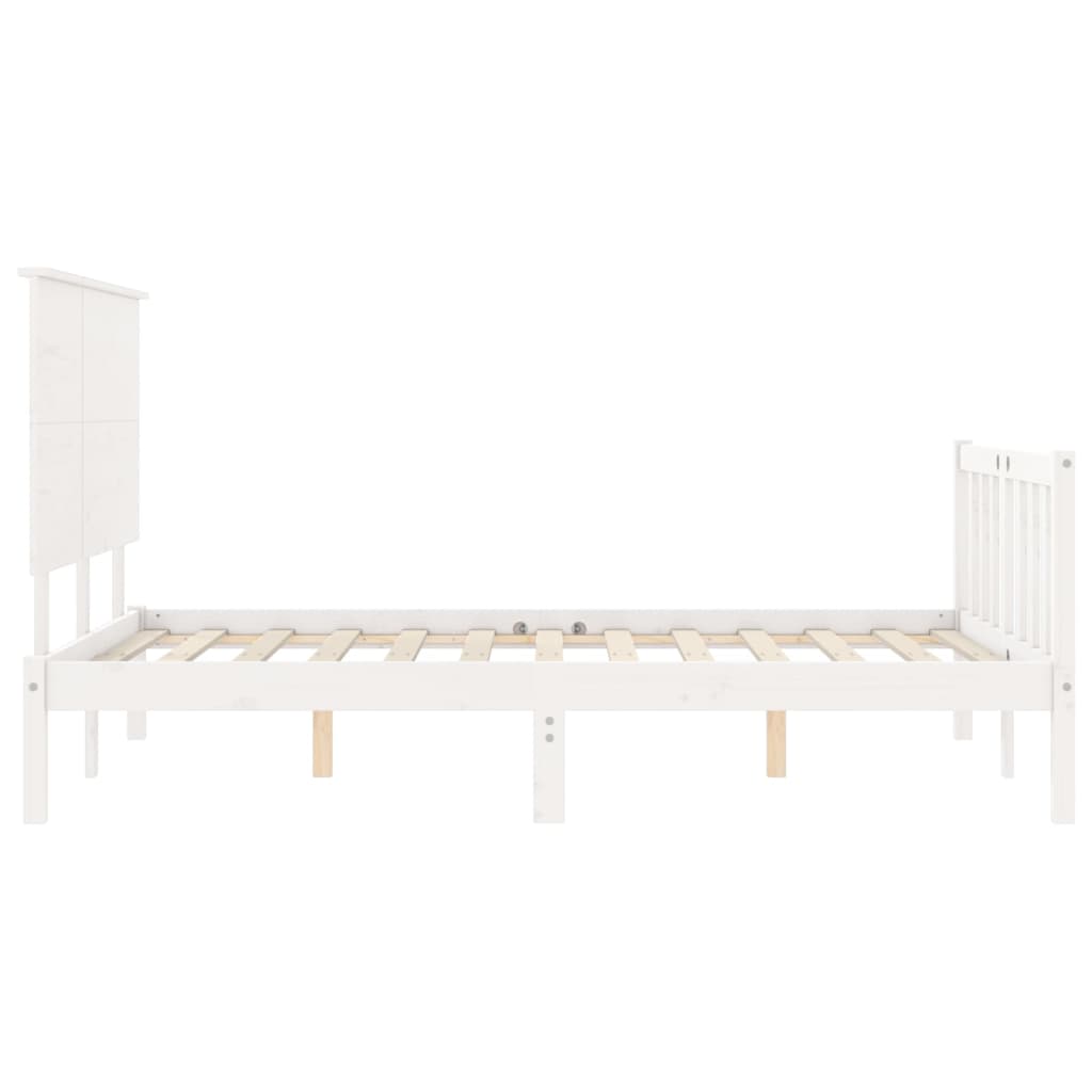 Bedframe met hoofdbord massief hout wit