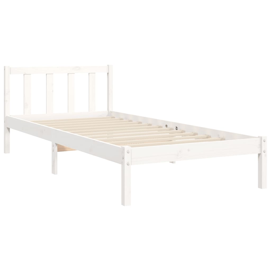 Bedframe zonder matras massief grenenhout wit 140x200 cm