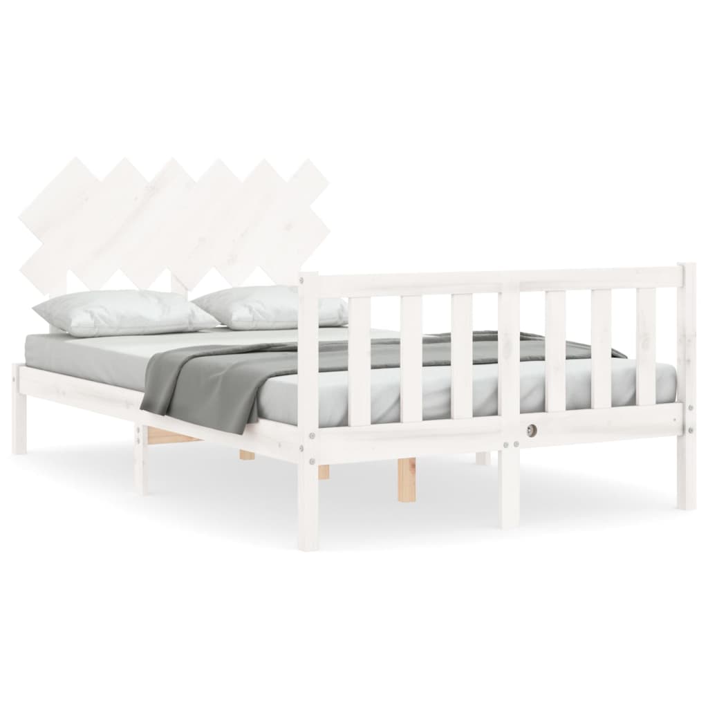 Bedframe met hoofdbord massief hout wit