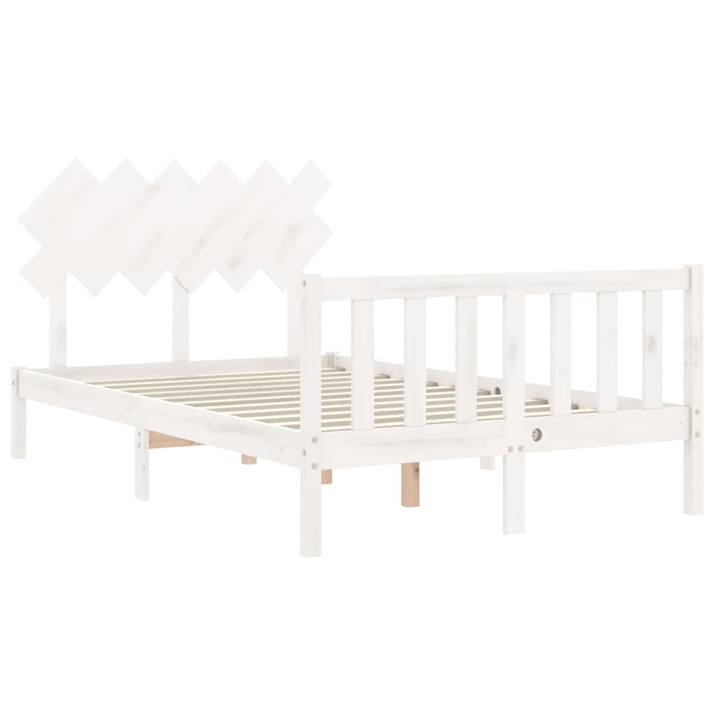 Bedframe met hoofdbord massief hout wit