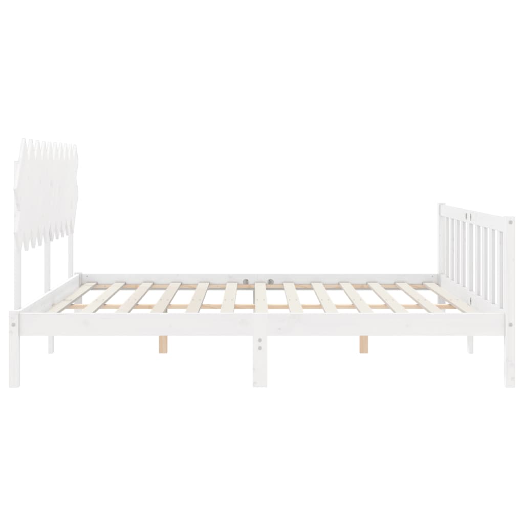 Bedframe met hoofdbord massief hout wit