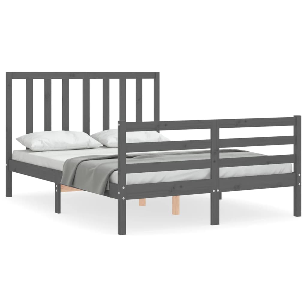 Bedframe met hoofdbord massief hout grijs Bedden & bedframes | Creëer jouw Trendy Thuis | Gratis bezorgd & Retour | Trendy.nl