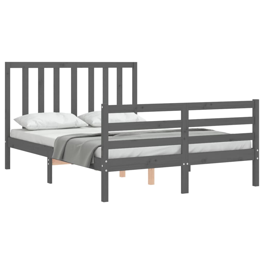 Bedframe met hoofdbord massief hout grijs Bedden & bedframes | Creëer jouw Trendy Thuis | Gratis bezorgd & Retour | Trendy.nl