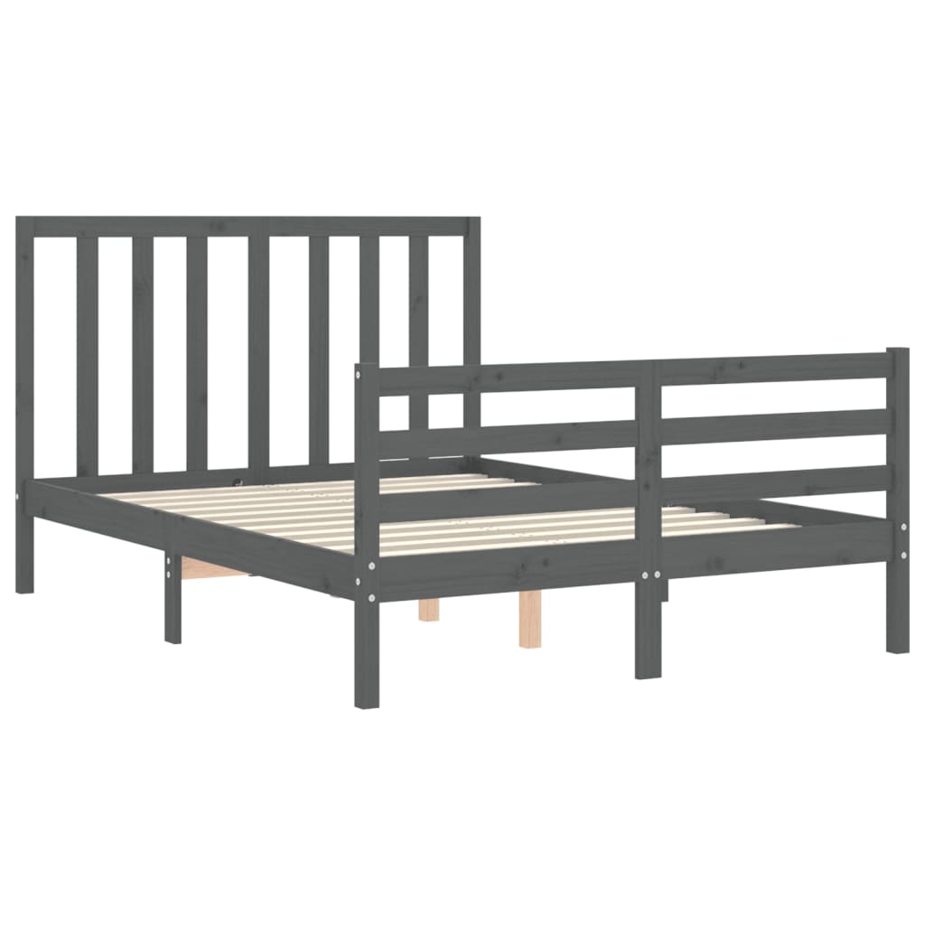 Bedframe met hoofdbord massief hout grijs Bedden & bedframes | Creëer jouw Trendy Thuis | Gratis bezorgd & Retour | Trendy.nl