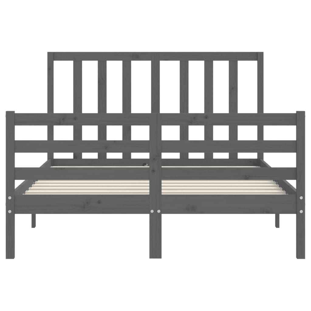 Bedframe met hoofdbord massief hout grijs Bedden & bedframes | Creëer jouw Trendy Thuis | Gratis bezorgd & Retour | Trendy.nl