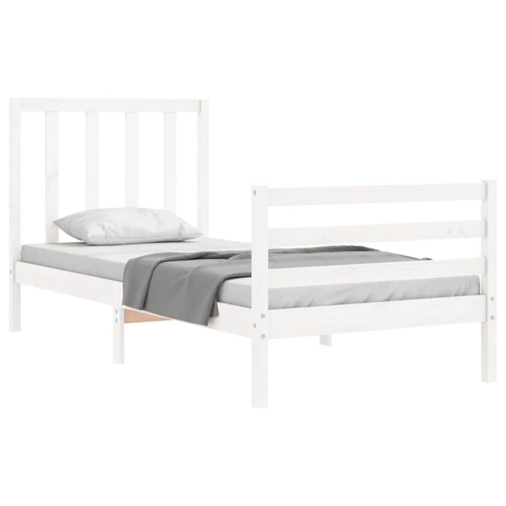 Bedframe met hoofdbord massief hout wit 90x200 cm Bedden & bedframes | Creëer jouw Trendy Thuis | Gratis bezorgd & Retour | Trendy.nl