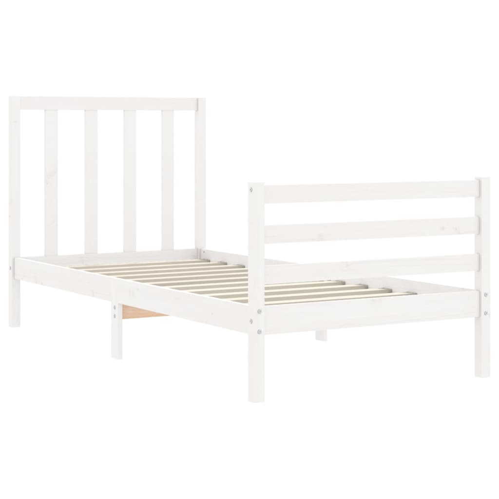 Bedframe met hoofdbord massief hout wit 90x200 cm Bedden & bedframes | Creëer jouw Trendy Thuis | Gratis bezorgd & Retour | Trendy.nl