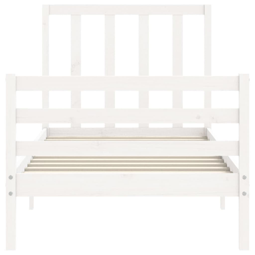 Bedframe met hoofdbord massief hout wit 90x200 cm Bedden & bedframes | Creëer jouw Trendy Thuis | Gratis bezorgd & Retour | Trendy.nl