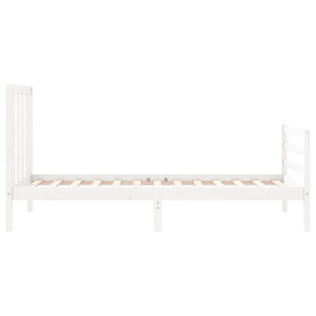 Bedframe met hoofdbord massief hout wit 90x200 cm Bedden & bedframes | Creëer jouw Trendy Thuis | Gratis bezorgd & Retour | Trendy.nl