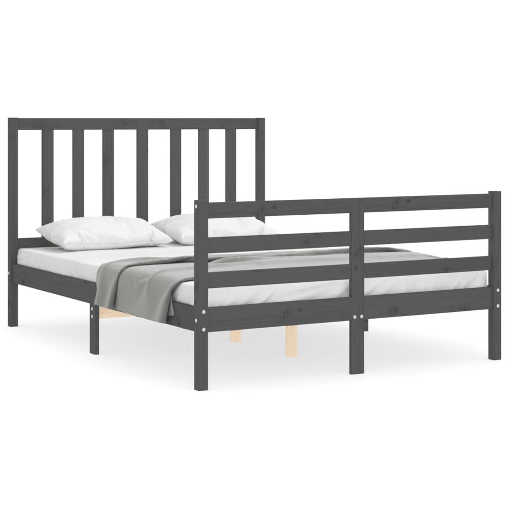 Bedframe met hoofdbord massief hout grijs Bedden & bedframes | Creëer jouw Trendy Thuis | Gratis bezorgd & Retour | Trendy.nl