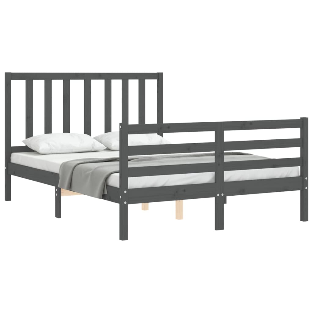 Bedframe met hoofdbord massief hout grijs Bedden & bedframes | Creëer jouw Trendy Thuis | Gratis bezorgd & Retour | Trendy.nl